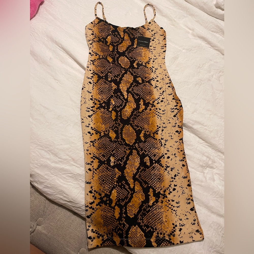 JLUXLABEL Snakeskin body con dress